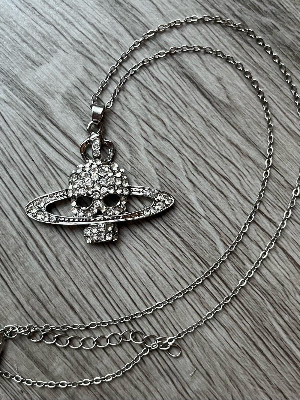 Orb Skull Pendant Necklace in Silver
